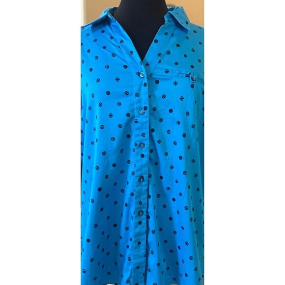 Allison Daley Women Blue Polka Dot Button-Down Blouse Women's Size 14W (READ) - Picture 11 of 16